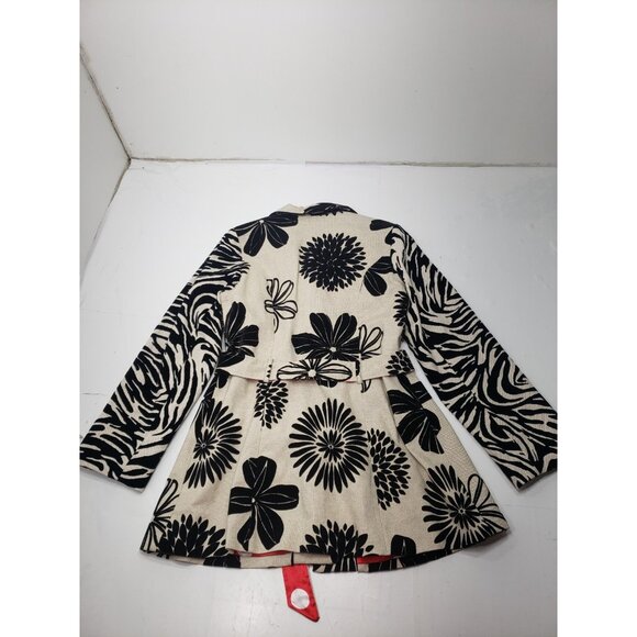 3 Sister Velvet Jacket White/Black Floral W/ Red & White Polka Dot Lining Size L - Picture 13 of 16